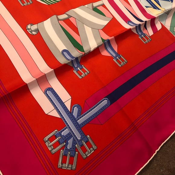 Hermes Double Sangle Scarf 90cm Silk Twill NWB - Picture 5 of 8